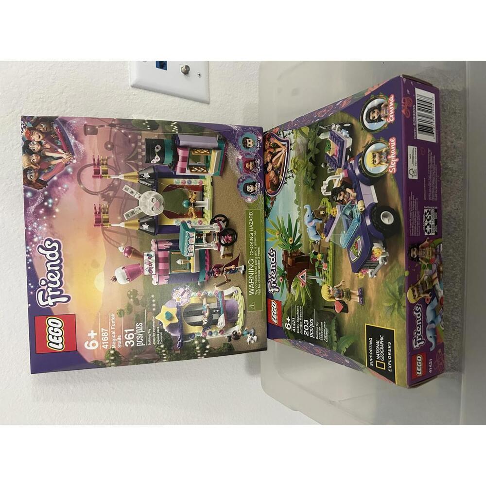 LEGO Friends Magical Funfair Stalls (41687) Baby Elephant Jungle Rescue (41421)